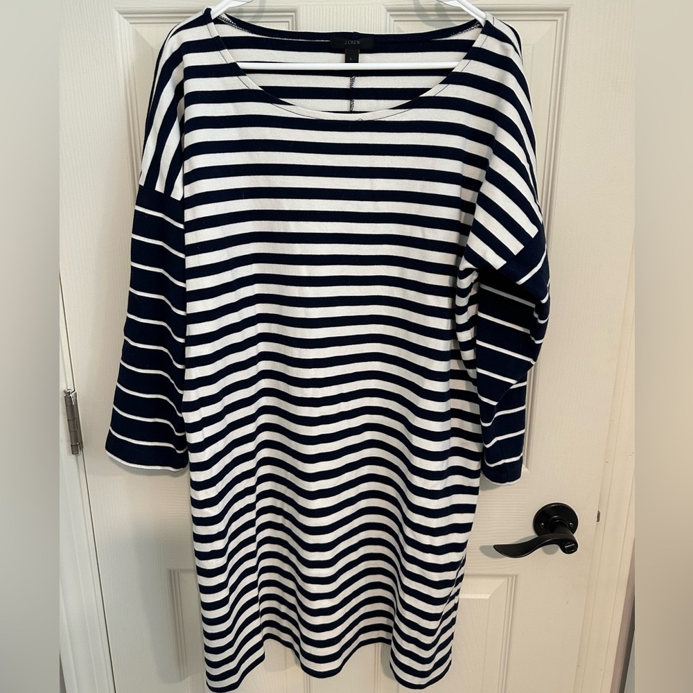 J. Crew Navy and White Raglan Sleeve Dress